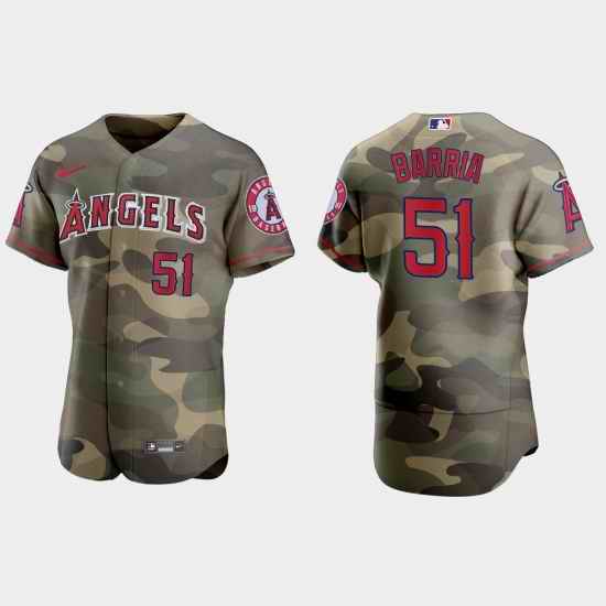 Los Angeles Angels 51 Jaime Barria Men Nike 2021 Armed Forces Day Authentic MLB Jersey  Camo